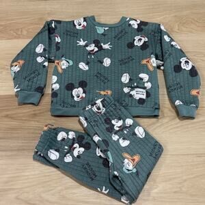 Disney Mickey Mouse Green Sweat Set Top and Pants set Size 7